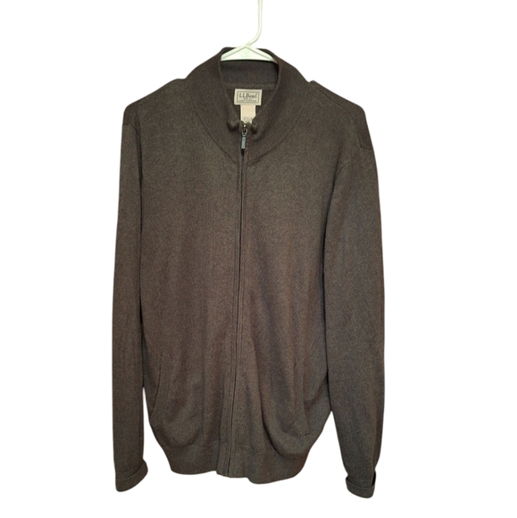 L.L Bean Cashmere Cotton Blend Full Zip  Cardigan Sweater Men's Medium Preppy - Picture 1 of 4